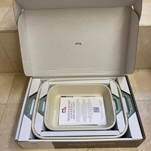 Staub 2-Piece Eucalyptus Green Ceramic Baking Dish Set- New in Box
